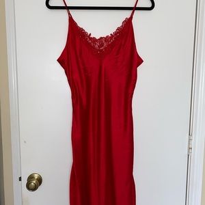Red 100% Silk Slip Nightgown Size M